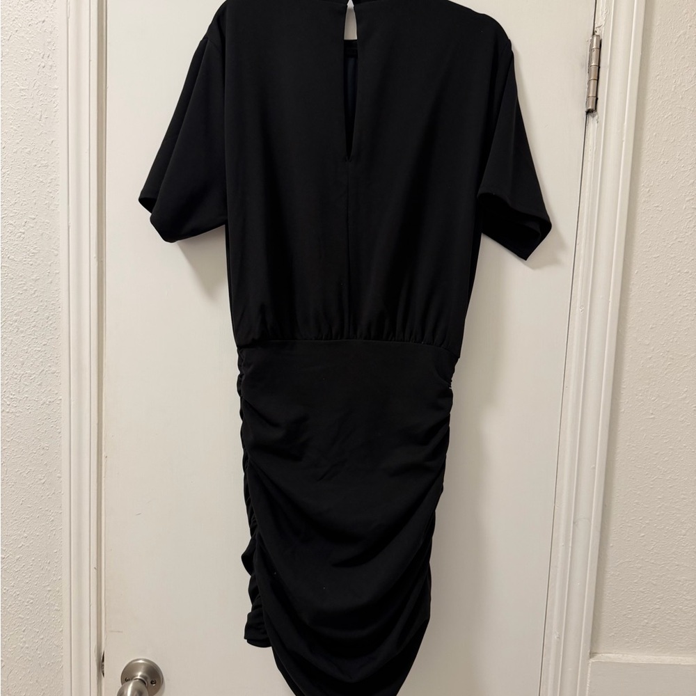 Black Ruched Mini Dress - Picture 3 of 4